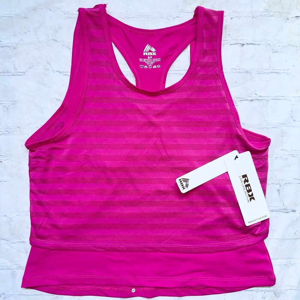 NWT Women’s Small RBX Active Double Layer Cropped Workout Tank Top Med Pink
